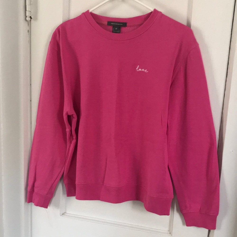 French Connection Pink 'Love' Embroidered Crewneck Sweatshirt. Size XS.